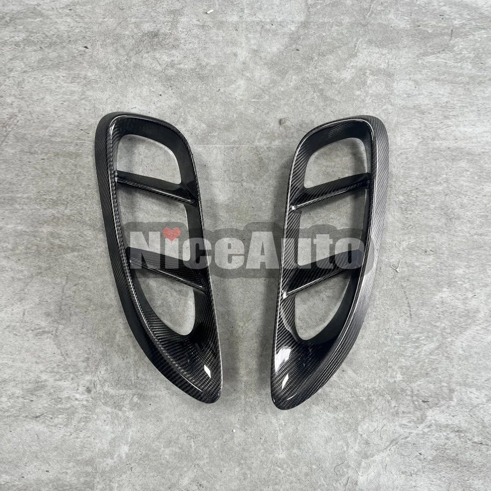 High Quality Real Carbon Fiber Car Side Fender Vents Air Intake Cover for Porsche 718 Cayman Boxster 2017-2021 Replacement Type