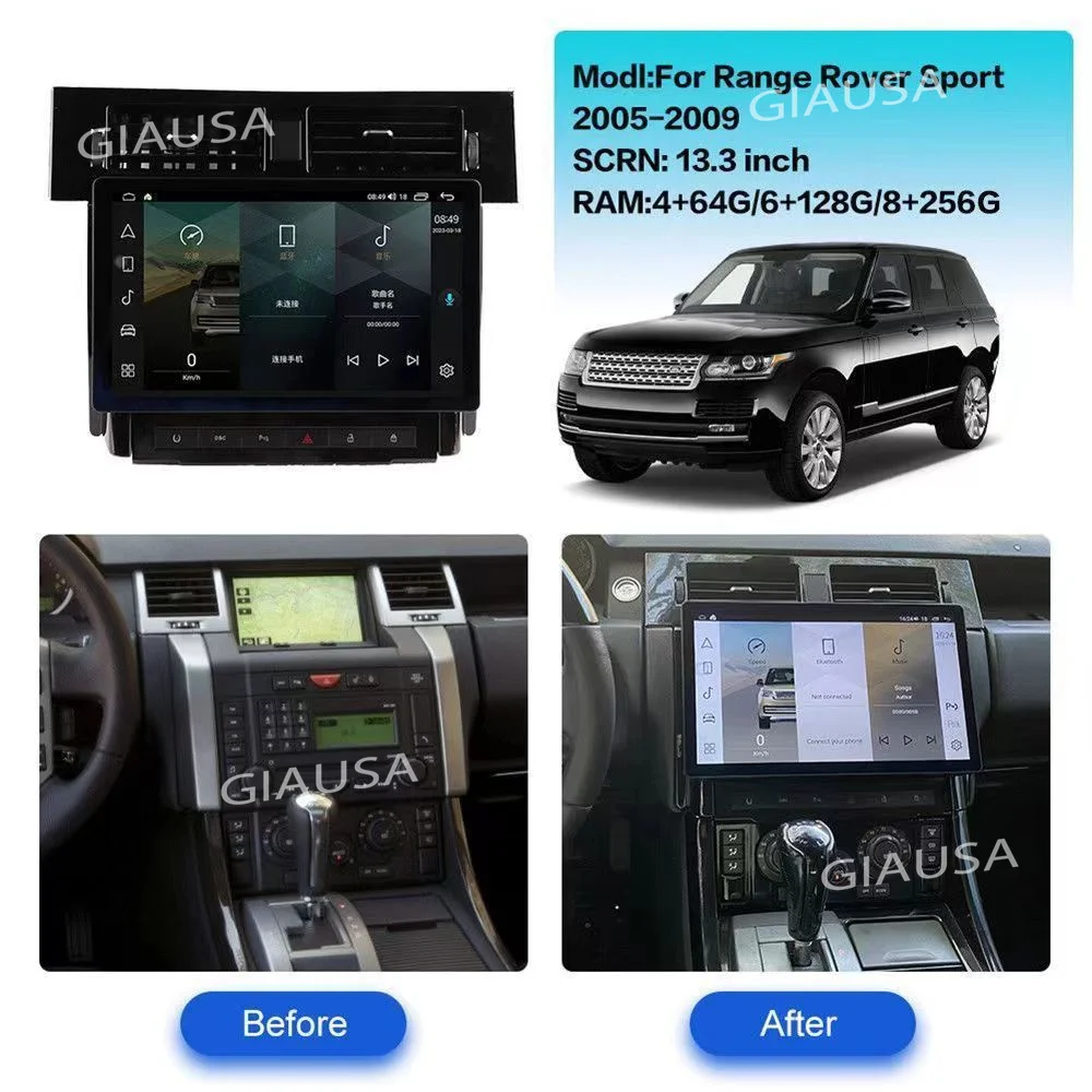 

13.3 Inch For Land Range Rover Sport L320 2005-2009 Car Radio Multimedia Player Wifi Navigation Video Aidio Stereo BT CarPlay