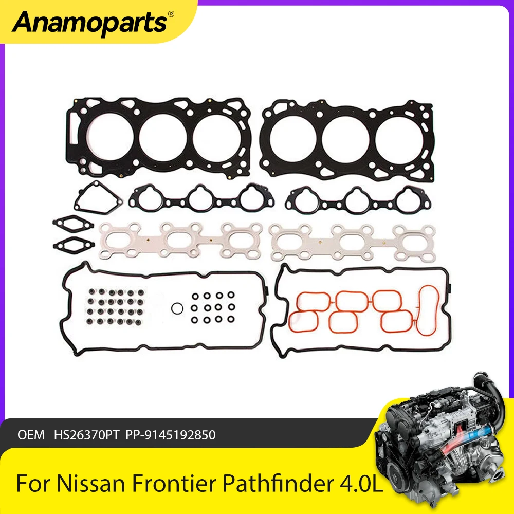 

Engine Parts Full Gasket Kit Head Gasket Set Fit 4.0 L For 05-20 Nissan Frontier Pathfinder Xterra Suzuki 4.0L V6 DOHC VQ40DE