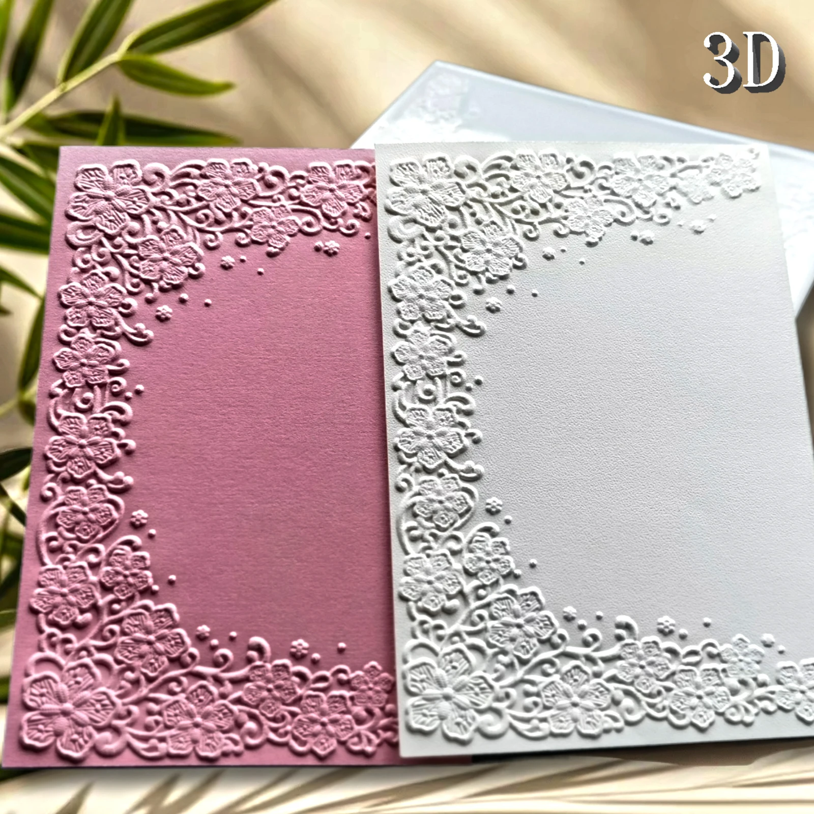 2025 Wedding Invitation Lace DIY Plastic Embossed Template -3D Concave convex Embossed Folder, Perfect for Making Cards, Scrapbo