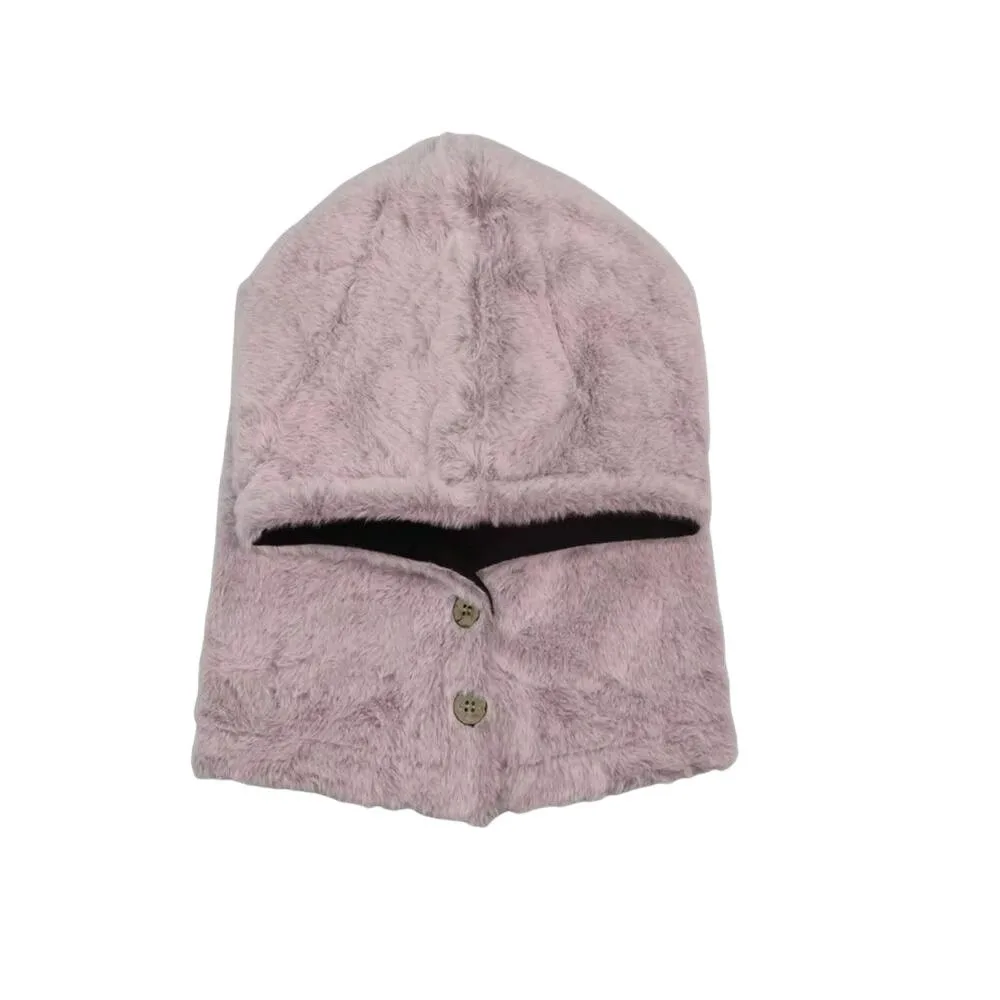 

Simple Solid Color Balaclava Hat Neck Collar Keep Warm Ear Protection Hat Thickened Beanie Knitted Hooded Hat Female/Girls