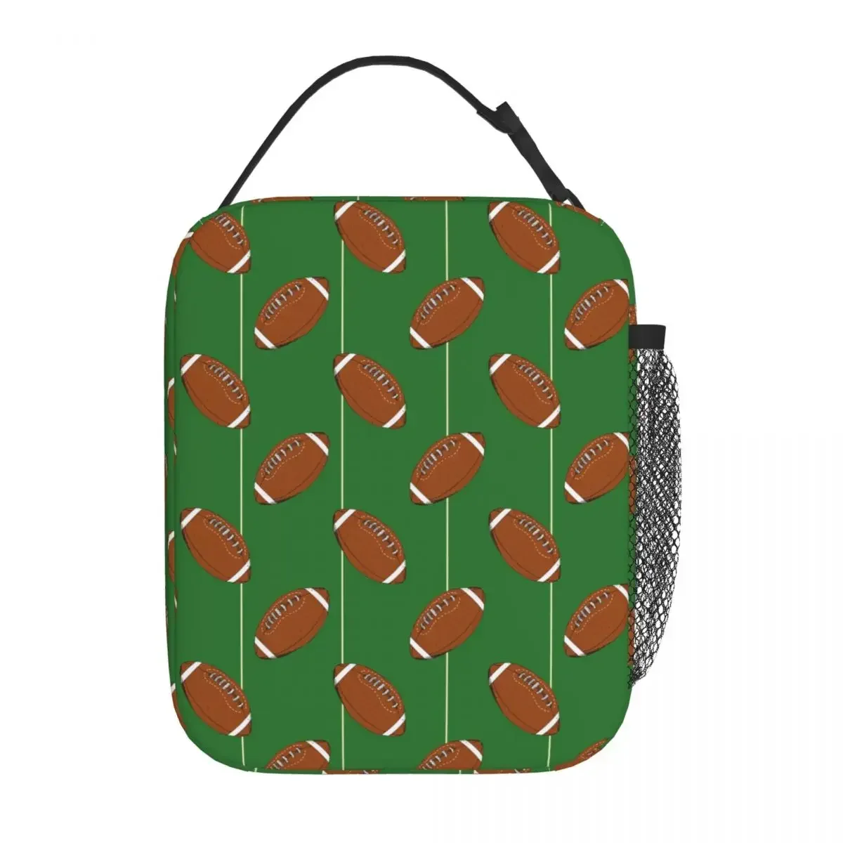 Gridiron Lover American Football Accessories Insulated Lunch Tote Bag Rugby Ball Design Themed Cooler Thermal Lunch Box