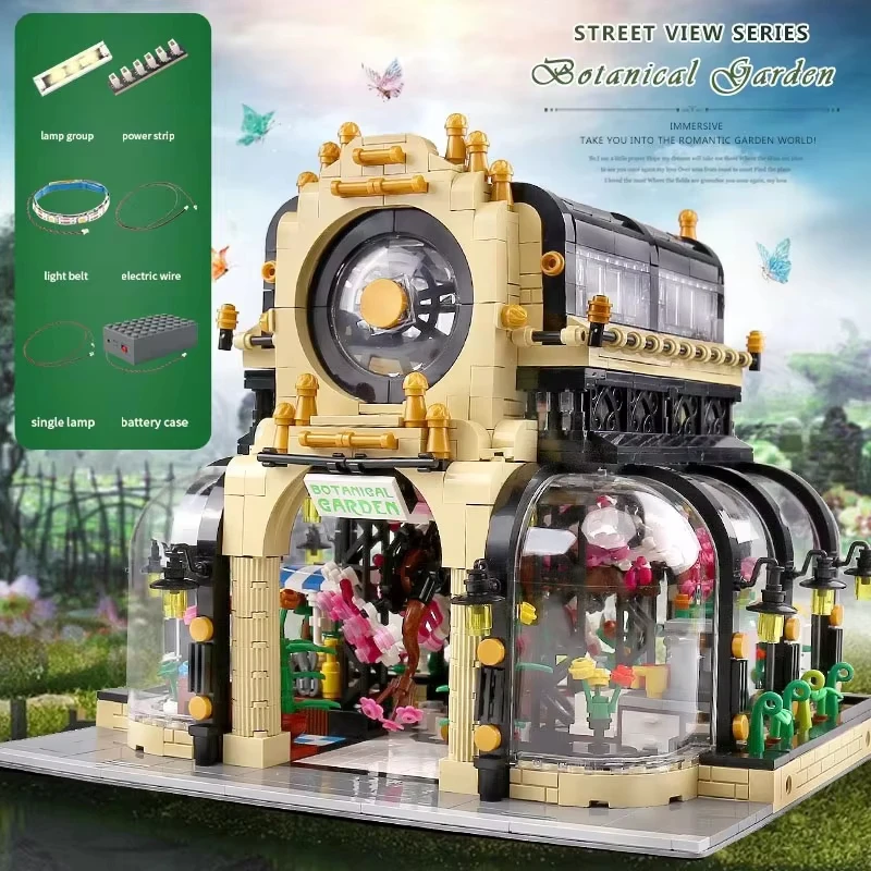 MOULD KING 16019 Street View Building The MOC-26379 Botanical Garden With Led Light Set Blocks Bricks Kid DIY Toy Christmas Gift