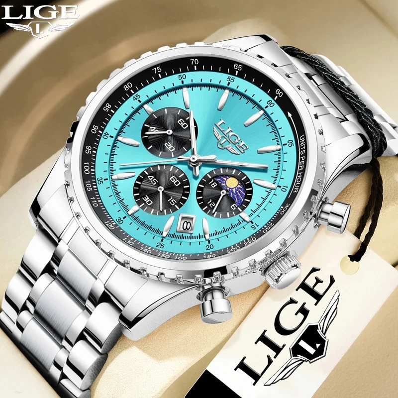 LIGE Top Brand Luxury 2024 New Men Watch Quartz Man Watches Waterproof Luminous Watch for Men Date Chronograph Sport Wristwatch