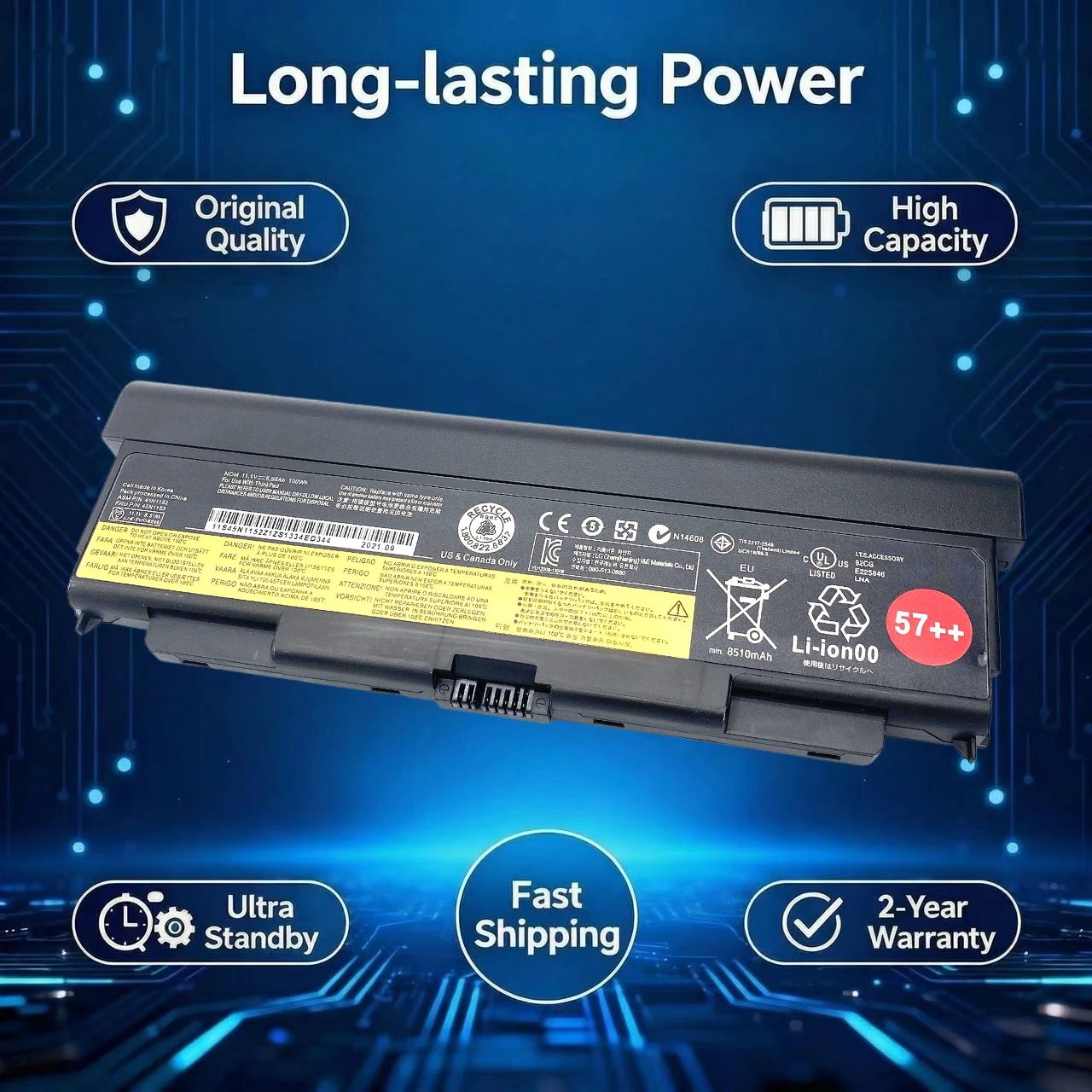 New Original 45N1152 100W Laptop Battery For Lenovo Thinkpad T440P T540P W540 L440 L540 45N1153 45N1149 45N1145 45N1160 57+ 57+