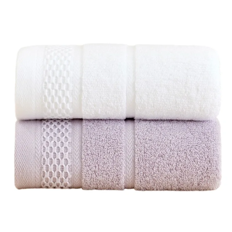 2pcs Luxury White Lilac Bath Towels Set 100% Cotton Highly Absorbent Thickened Towels for Bathroom 35x35cm 35x75cm 70x140cm