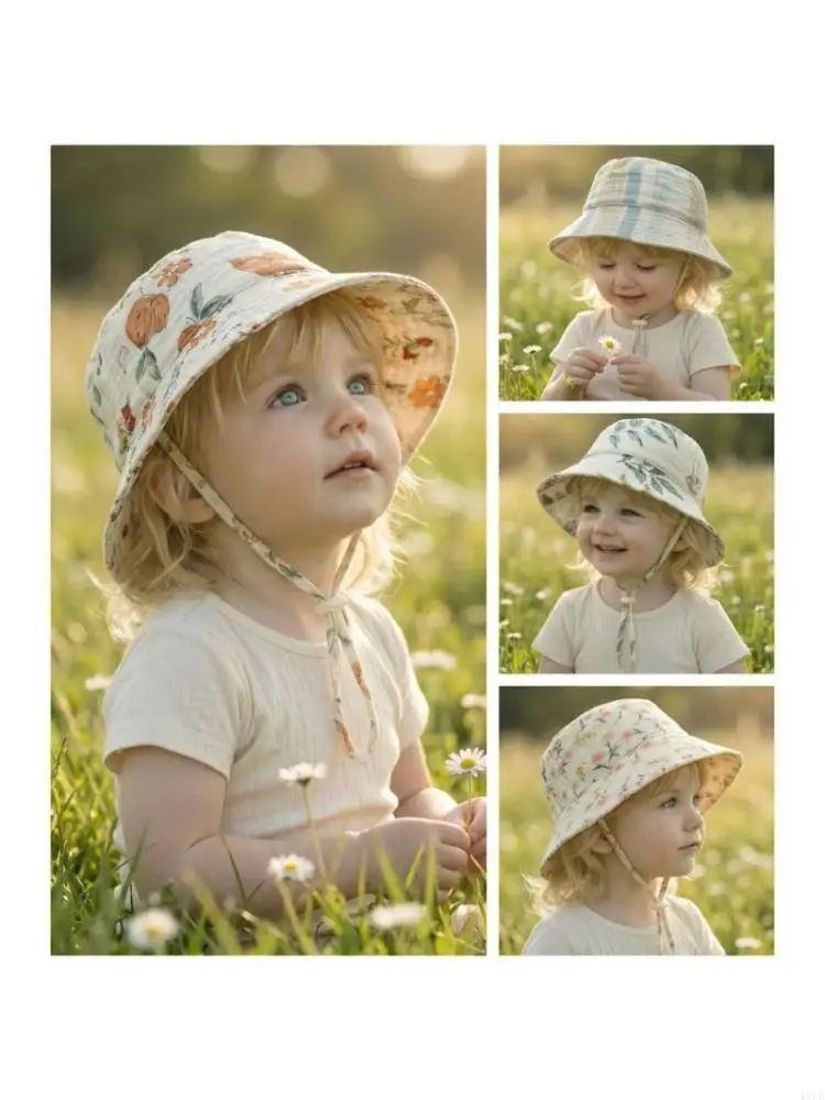 

Soft And Breathable Cotton Baby Sun Hat Infants Toddler Fisherman Hat With Adjustable Strap For Outdoor