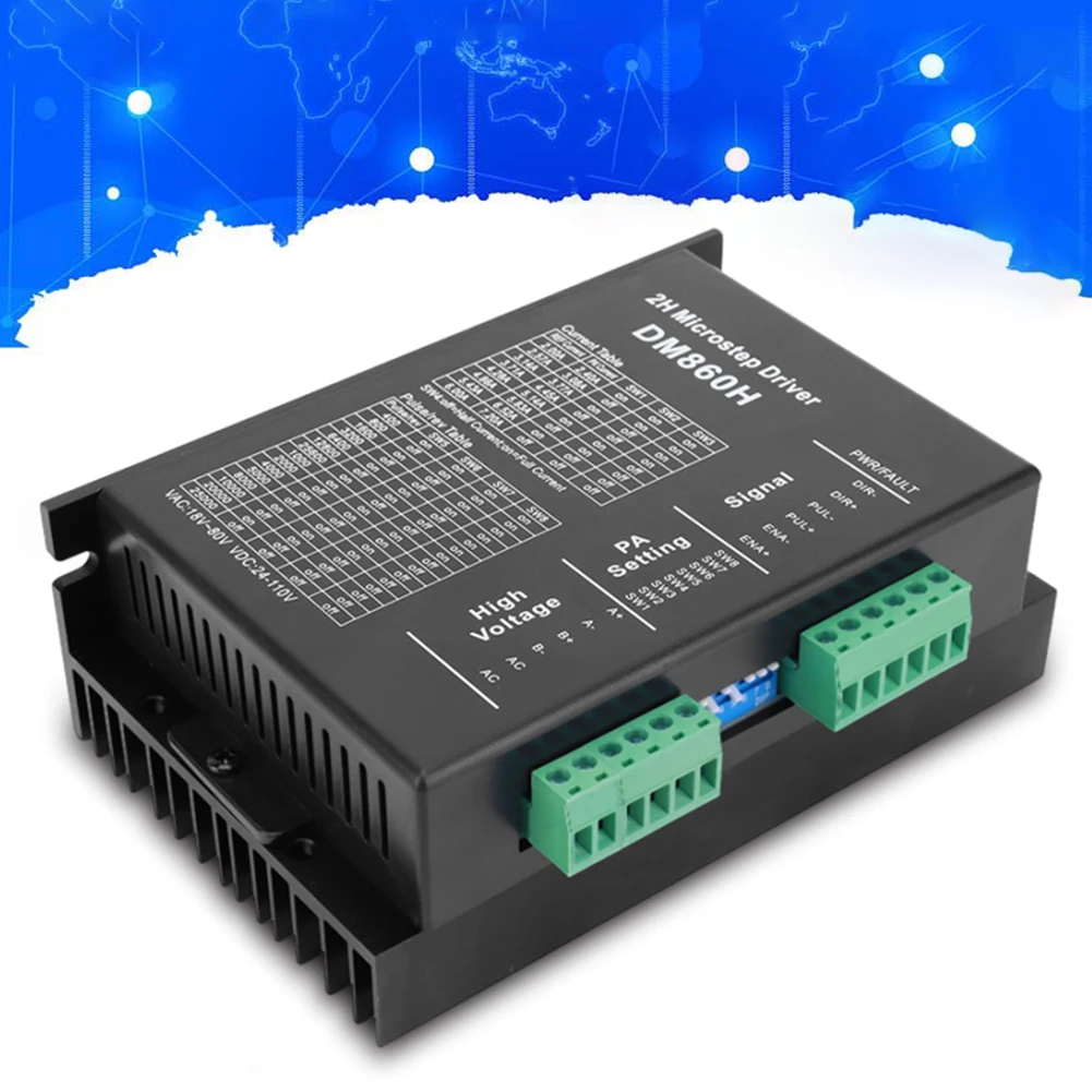 DM860H DM860 Stepper Motor Controller 0-200khz 2 Phase Stepper Driver AC18-80V Or DC 24-110V 2A-7.2A 2H for Nema34 Stepper Motor