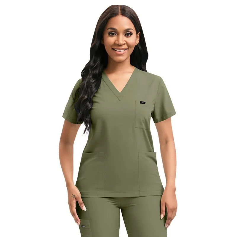 Quick Drying Nurse Uniforms with Pockets Beauty Salon Work Clothes Surgical Top Jogger Pants Clinic Workwear Medical Scrubs Set