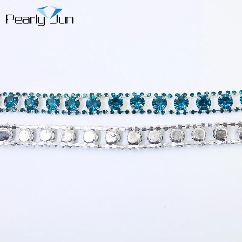 1/5 Yard 1.2CM Simple Black Blue Crystal Diamond Chain Clothing Shoes Bags Hats And Shoes DIY Decoration Rhinestone Trim ML099