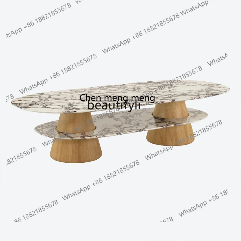 

Double-Layer Natural Marble Tea Table Nordic Simple Silent Style Home Small Apartment Designer Tea Table furniture