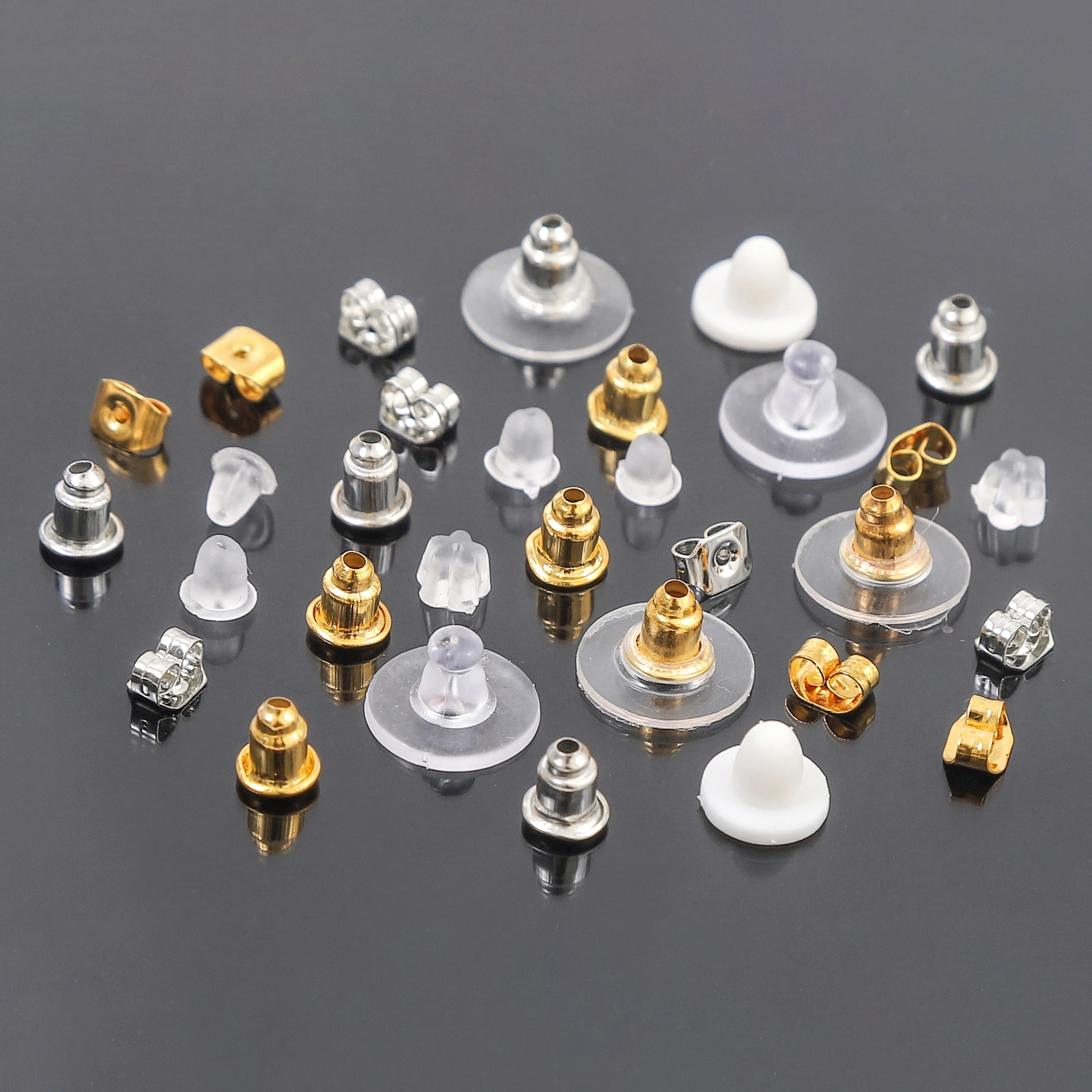 Iron Butterfly Earring Backs 4x5-7x11mm Gold Silver 100-200pcs/box DIY Jewelry for Studs Dangle Crafts