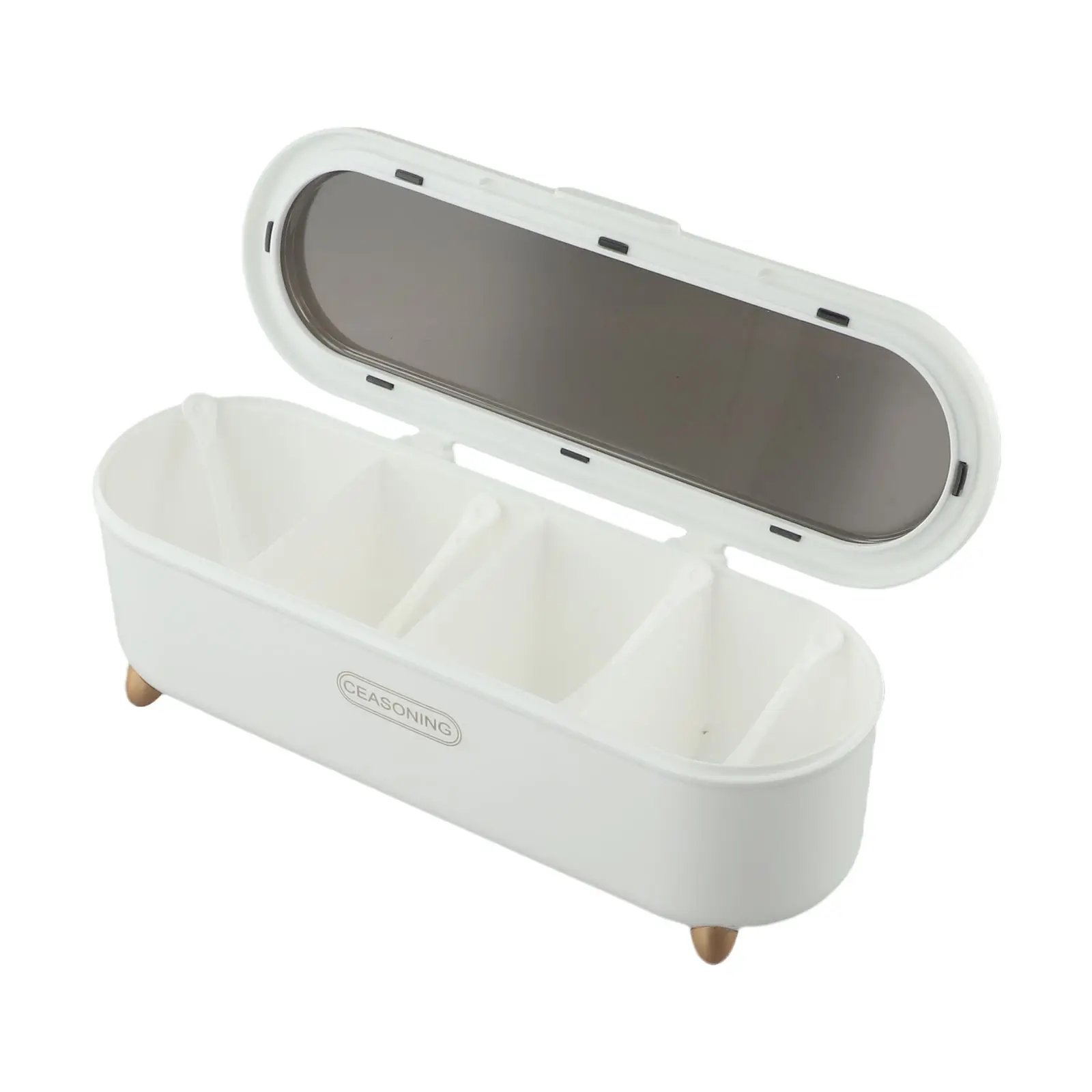 Practical Seasoning Box Spices Jars Sturdy And Practical With Spoons Divided Compartments Household Light Luxury