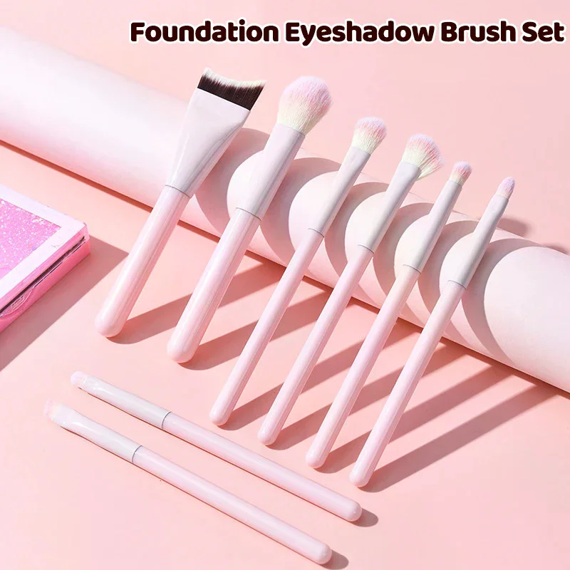 Juego de brochas de maquillaje para mujer, base de sombra de ojos, brocha cosmética para sombra de ojos, colorete, belleza, herramientas de maquillaje de pelo suave con bolsa, 1/8 Uds.