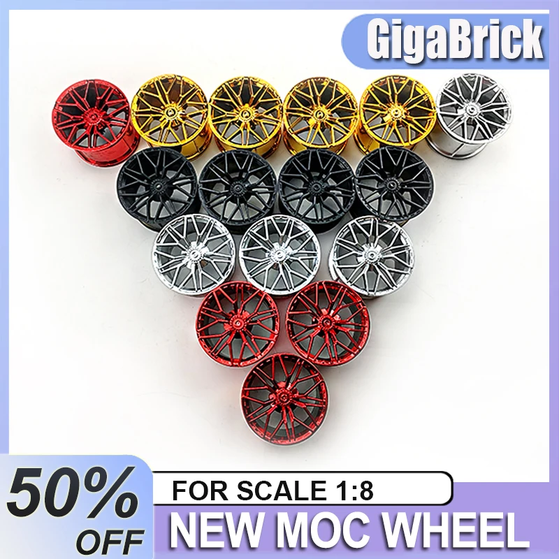 

Новые аксессуары для блоков, ступица колеса 68577, красное, золотое, черное покрытие, ступица, совместимая шкала 1:8, автомобиль 42083 42056 42115, строительные блоки