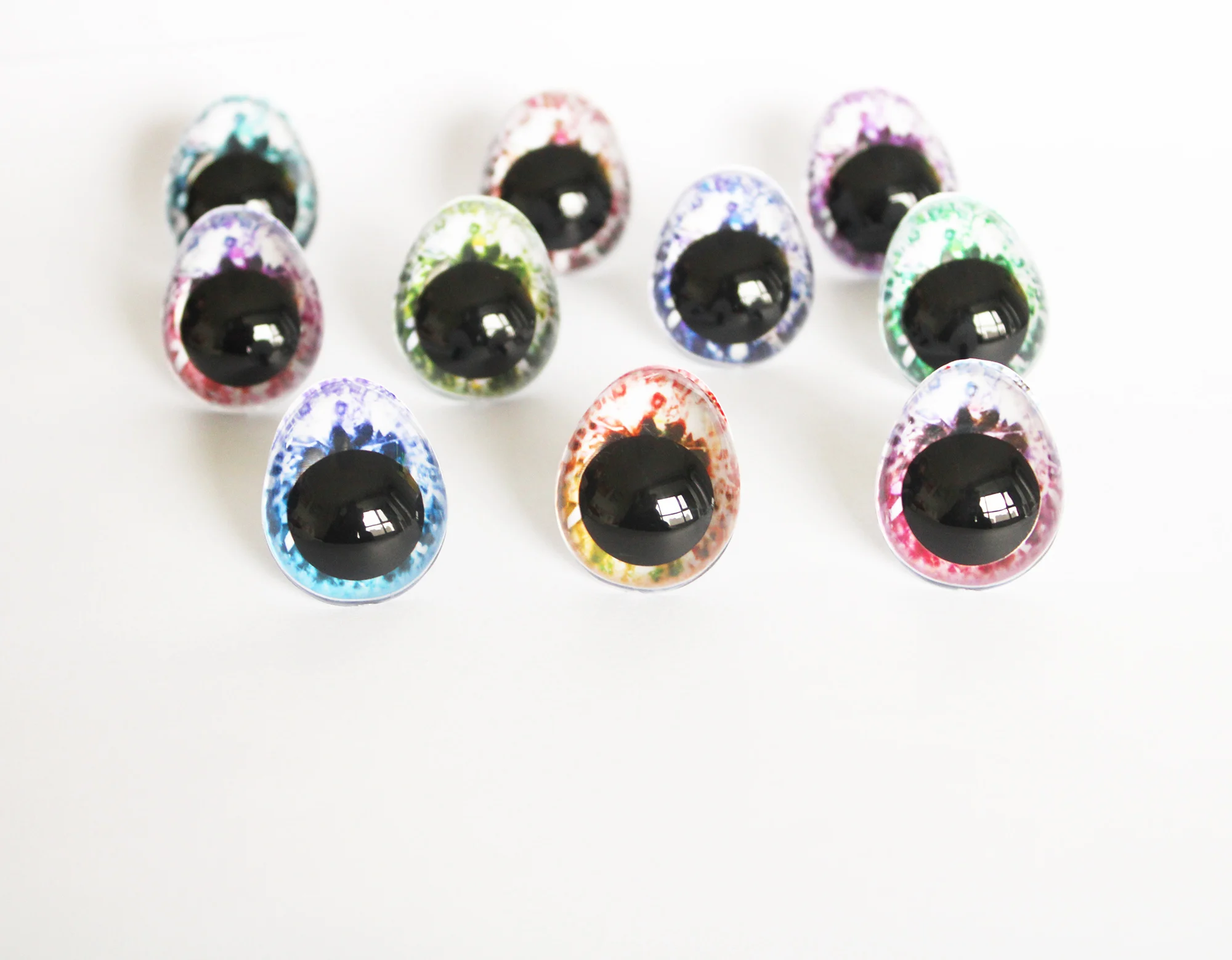 20pcs/lot 13x16mm 17x20mm 22x26mm  oval shape glitter toy aniaml  eyes clear doll findings with handpress washer size option-MT5