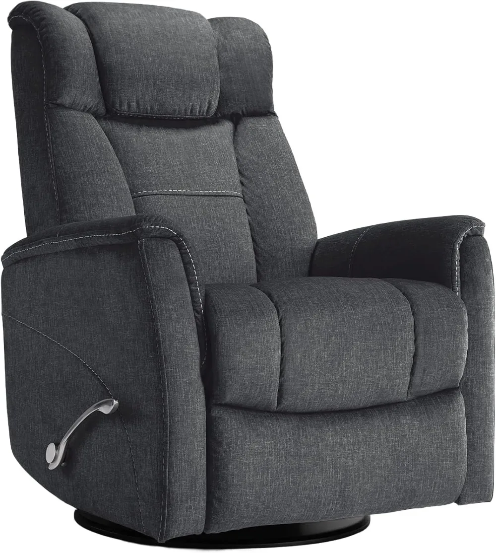 360° Swivel Rocking Recliner, Manual Comfy Nursery Glider Rocker Chair for Indoor Bedroom, Upholstered Soft Fabric