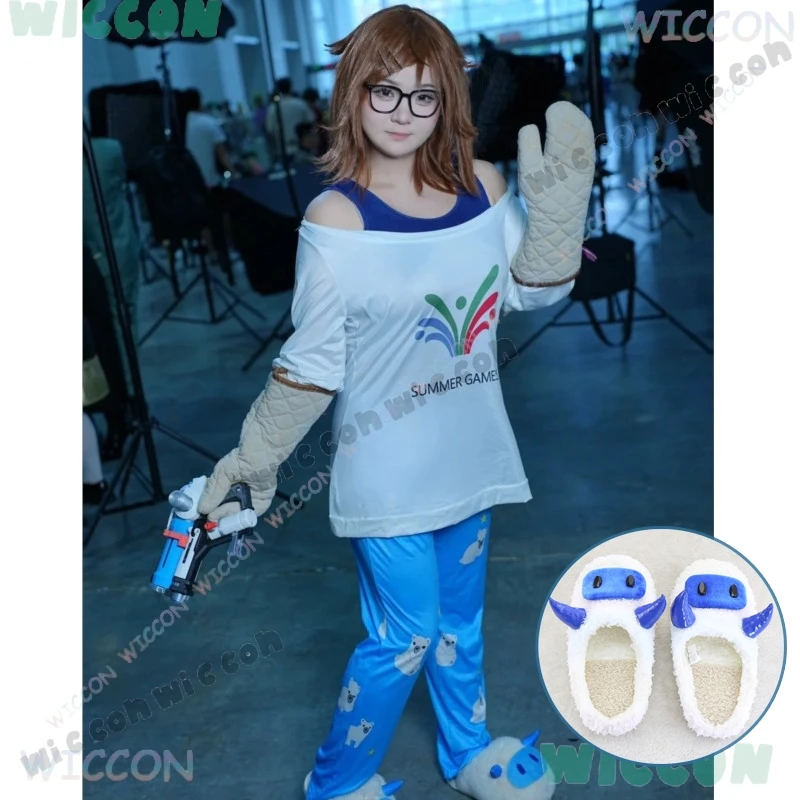 

Meiling Zhou Wig Suit PJ Pajamas Over watch Pajamei Mei Cosplay Costumes Clothes Halloween Carnival Outfit Women Girls Outfit
