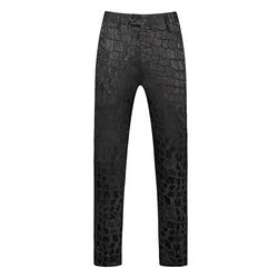 New Men Suit Pants Black / White / Blue High-end Jacquard Fabric Male Business Social Wedding Party Dress Trousers