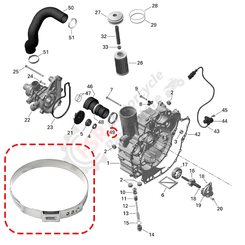 Oil Pump Bellows Clamp,Fits SeaDoo GTI GTR GTS GTX RXP SP Wake Challenger SE 1503 1630,P/N:290851653 420851653,Jet Ski Parts