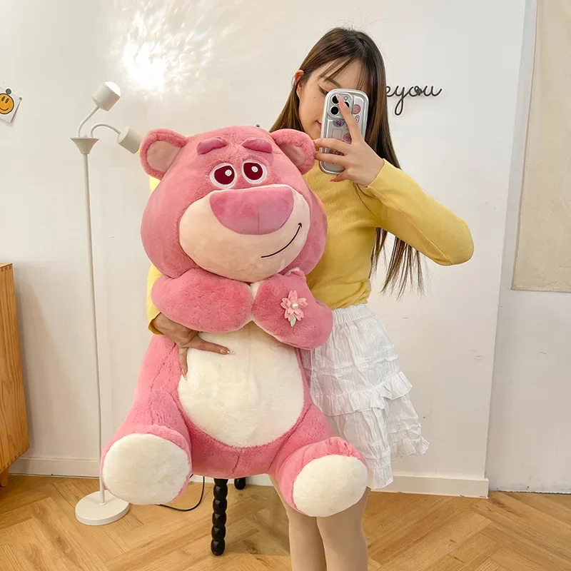 MINISO Lotso 딸기 곰 봉제 장난감, 만화 귀여운 곰 봉제 인형, 어린이 생일 선물, 여자 친구 크리스마스 선물, 60cm