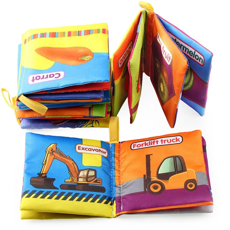 6Pcs Baby Bath Books Washable Colorfast Safe Fabric Rustle Sound Waterproof Baby Books for Early Education Games