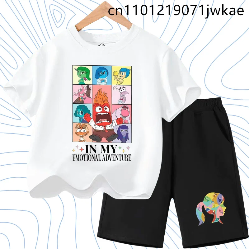 

Summer Cartoon Tops+shorts 2pcs Pants Set Pajamas Sets Home Wear Clothes Kids Gift Disney Inside Out New T-shirt Suit Children