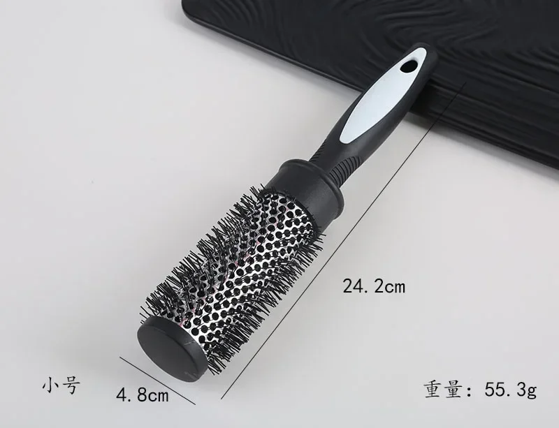 Cepillo para el cabello, peine de nailon, cilindro, peine rodante para pelo rizado, tubo térmico de aluminio, peine de barril redondo, herramienta rizada