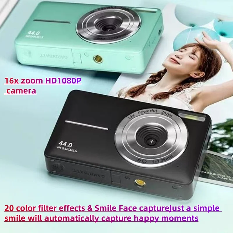 44MP HD 1080P 2,4-дюймовая мини-цифровая камера, перезаряжаемый видеорегистратор, компактные камеры с 16-кратным зумом для детей, камера для начинающих, подарки