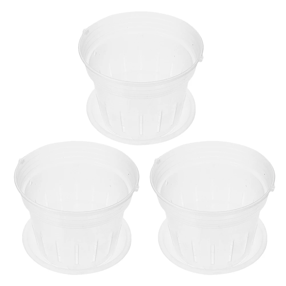 

3 pcs Butterfly Orchid Plastic Cups Phalaenopsis Planting Nursery Flowerpots Transparent Orchid Pots with Holes Drainage Planter