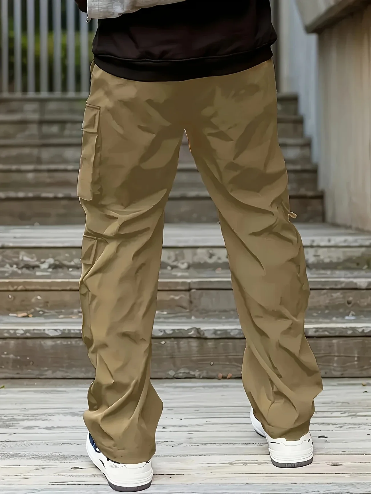 2025 Autumn Cargo Pants Men High Street Brand Elastic Multi Pockets Straight Leg Sports Trousers Loose Casual Joggers Pants Men