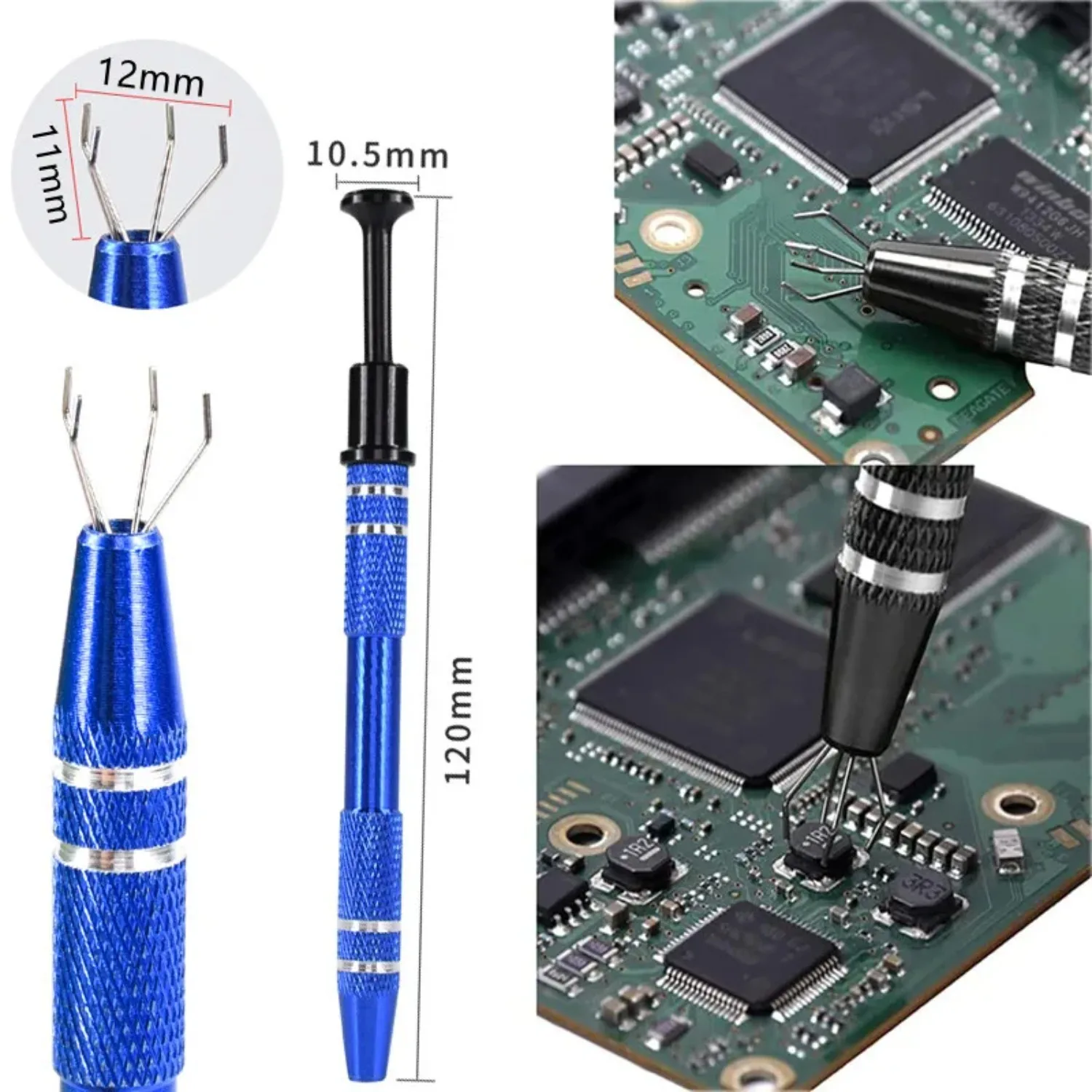 Pinça Extratora de Componentes Eletrônicos com Quatro Garras, Extrator de Chips, Extrator de Parafusos, Caneta de Recolha, Ferramenta Manual para Reparo de Joias