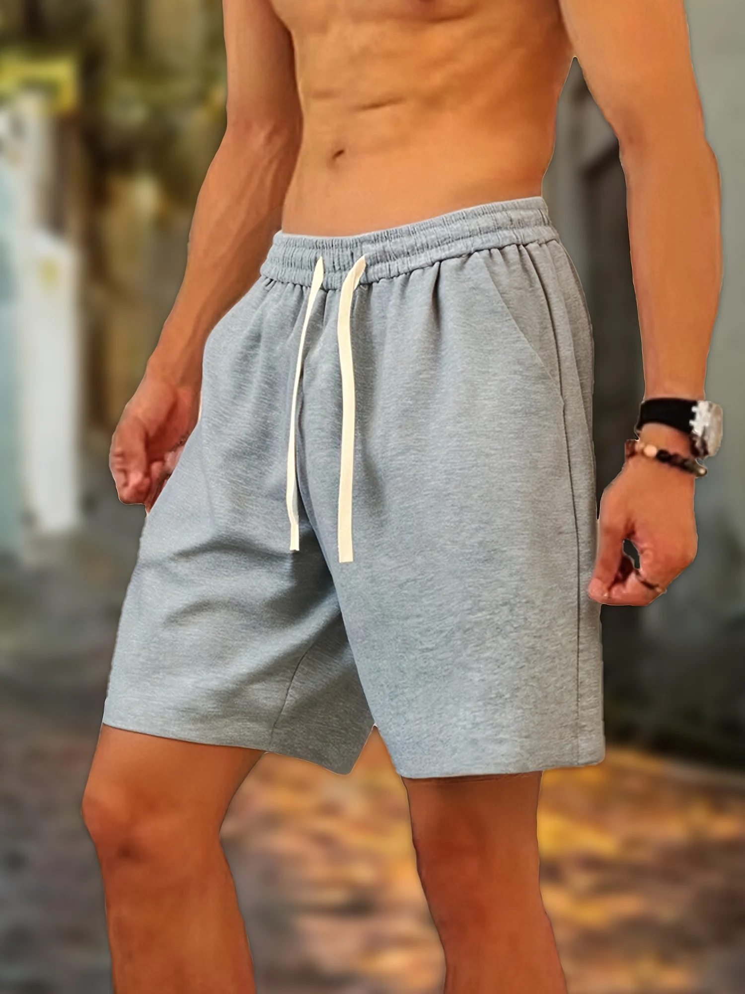 

Men'S Summer Casual Sport Shorts Loose Fit Elastic Waistline with Drawstring Breathable Fabric Suitable for Sports and Fitness
