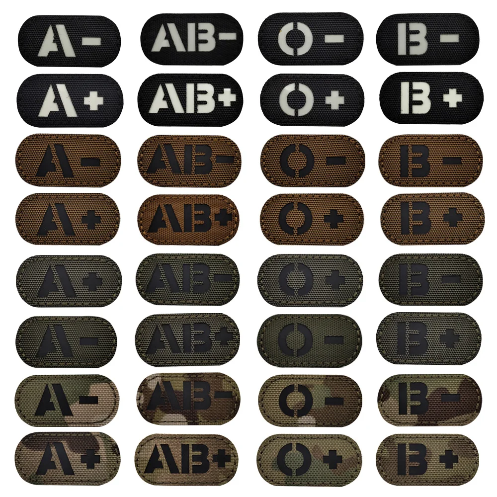 

Outdoors IR Reflective A - Identification Mini Blood Type Badge A+ B+2X1inch First Aid Kit Tactical Helmet Patches for Clothing