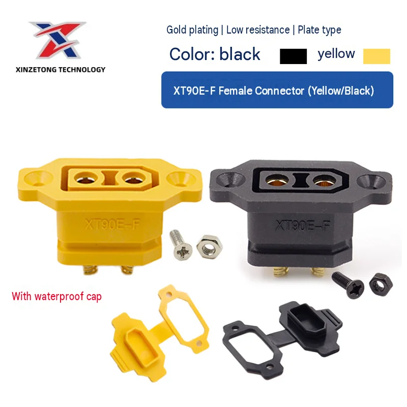 Amass XT90E-M/F Genuine Plug for Secure Male/Female Black/Yellow Gold-Plated Model Airplane Battery Connector