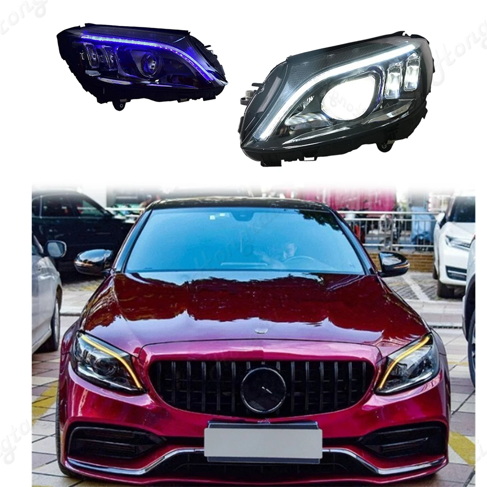 LED Headlight Assemblies For 2015-2016 2017 2018 2019 2020 Mercedes-Benz C-Class  W205 Headlights With Sequential Turn Signal
