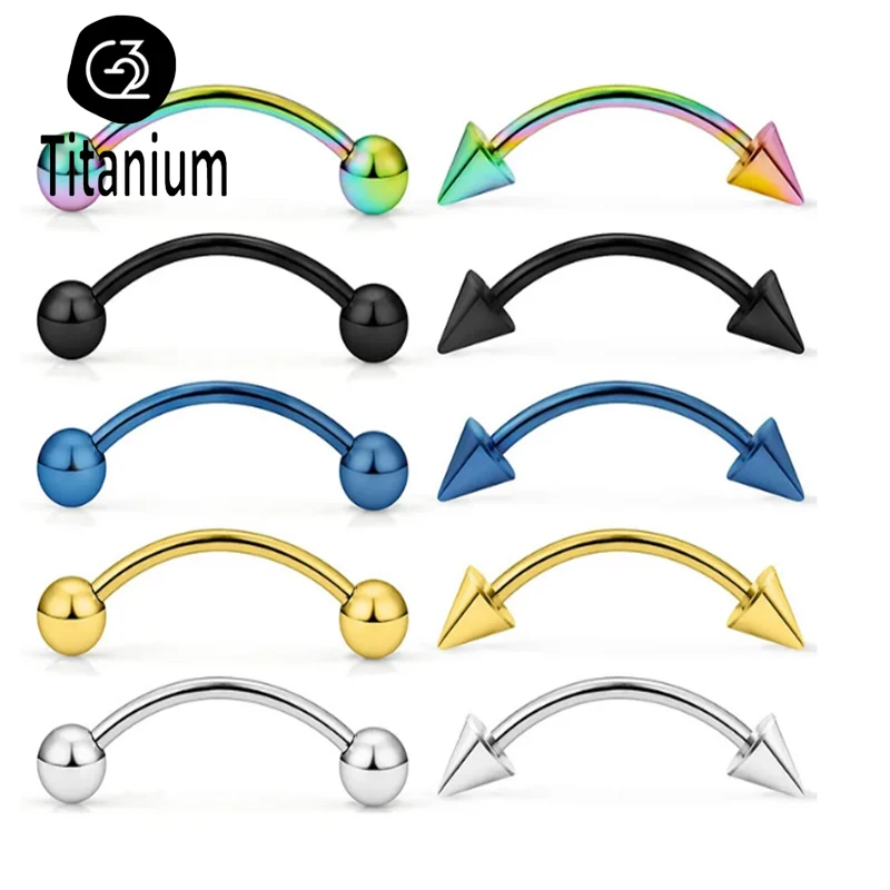 G23 Titanium Epoxy Curved Barbells Eyebrow Rings Piercing Ear Cartilage Tragus Body Jewelry Curved Bar Banana Eyebrow Earrings