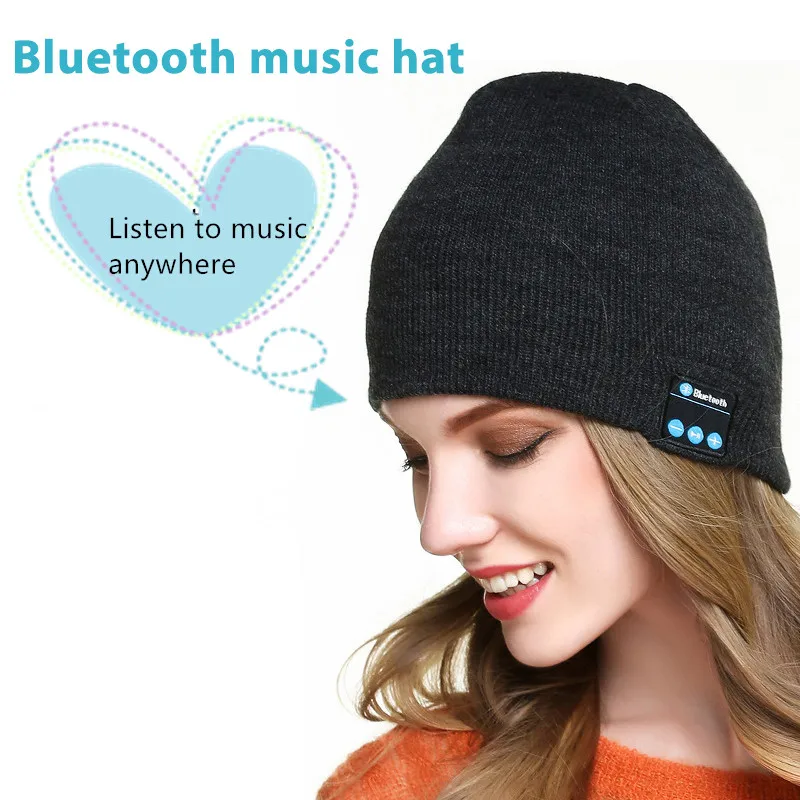 Smart Headset Beanie Cap Wireless Bluetooth Headphones Sport Music Hats Winter Hat with Speaker for Xiaomi Huawei Samsung Iphone