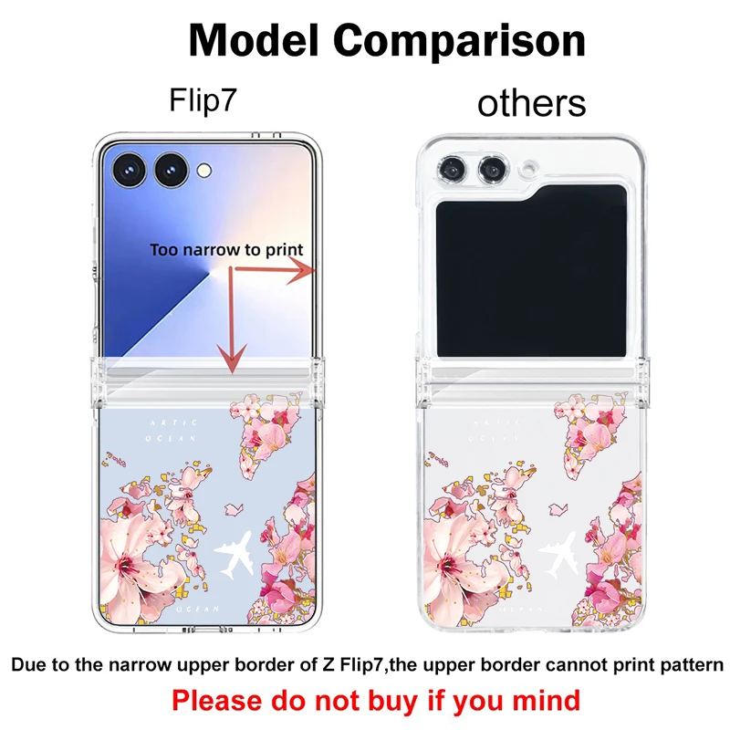 Pink Flower Printed Phone Case For Samsung Galaxy Z Flip7 Flip6 Flip5 Flip4 Flip 7 FE 6 5 3 5G Clear Hard PC Folding Back Cover view 6