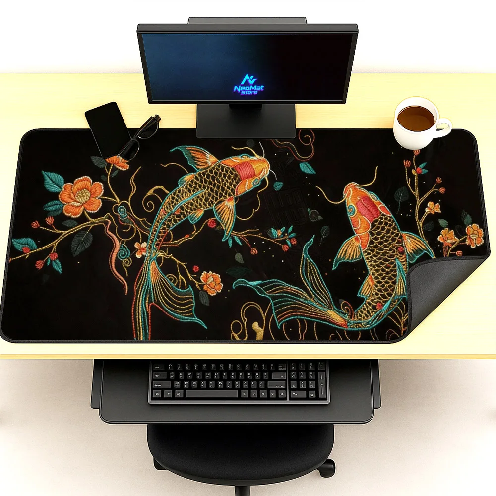 

Koi Mousepad Fish Offices Accessories Desk Mat Aesthetic Large Keyboard Pad Mat 120x60cm Persona Mouse Pad Japanese Rugs 160x60