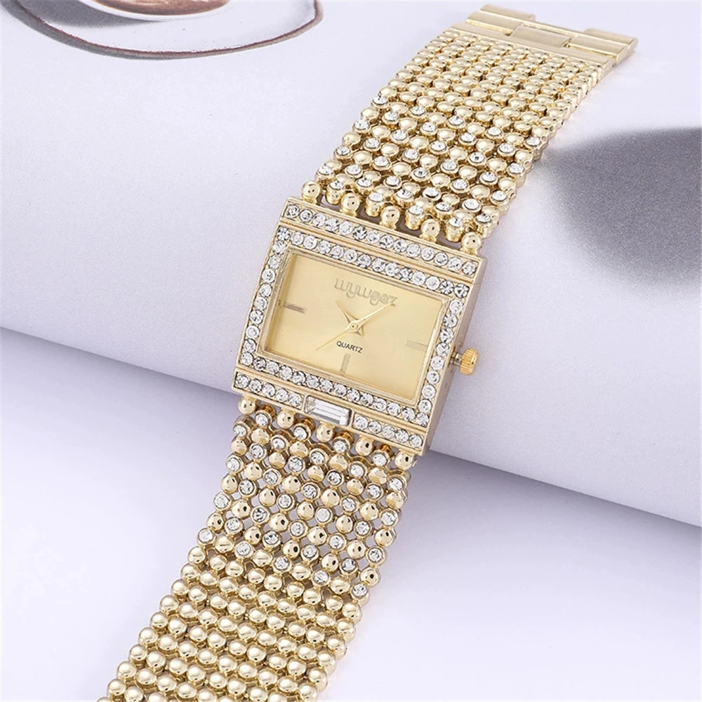 New Fashion Luxury Woman Crystal Bracelet Watch Women Wide Wristwatches Ladies Stainless Steel Quartz Watches Reloj Mujer Hot