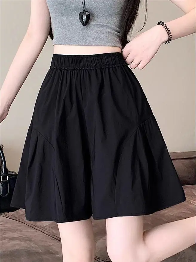 

plus Size Ice Silk Quick Dry Wide Leg Short Pants Women Summer Thin Loose Slimming Casual Hot Pants Sports Skirt