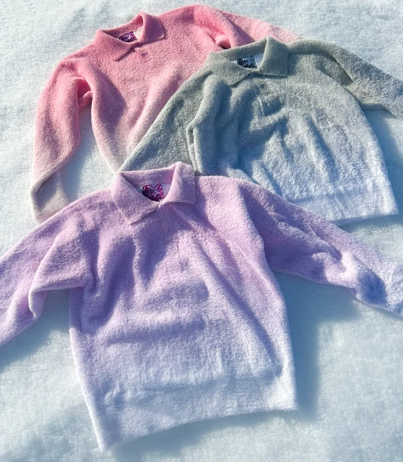 

Мягкий пушистый комплект свитеров-поло с градиентом, разноцветный, для мужчин и женщин, комфортный повседневный домашний костюм, стильный, уютный, свободного кроя