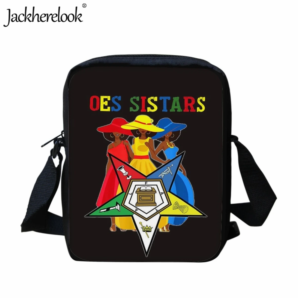 Jackherelook OES Sistars Order Of Eastern Sorority Print Messenger Bag for Women Party Shoulder Bag Casual Travel Crossbody Bag