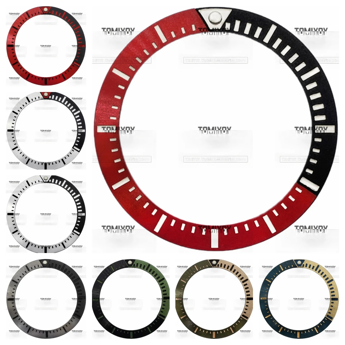 

37.2MM red white black Grey aluminum slanted bezel Fit for Seiko Tuna men's mechanical Diver watches