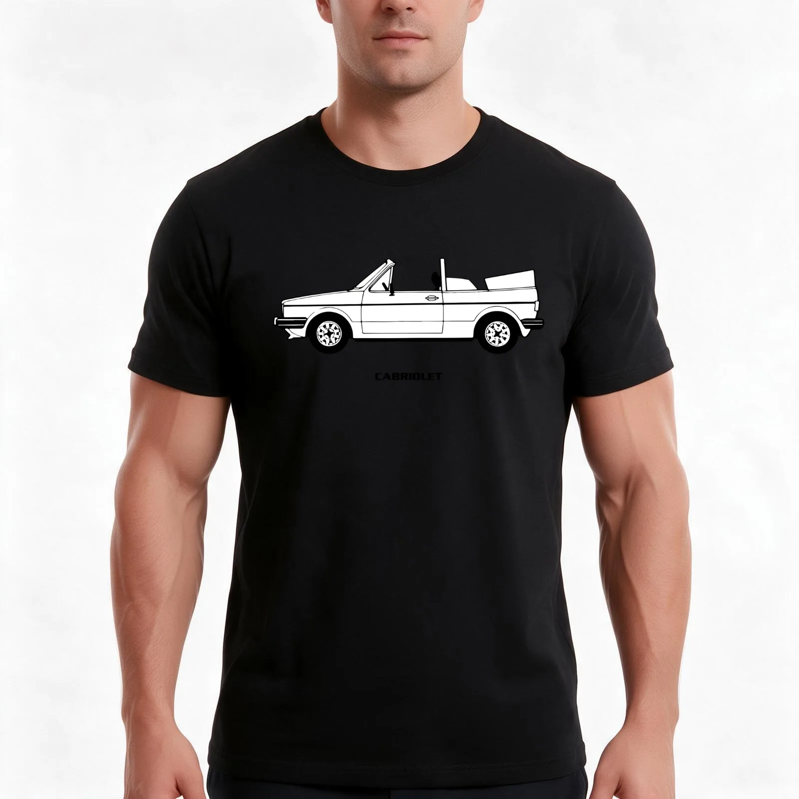 Triple White Mk1 Cabriolet T-Shirt, Summer Casual Cotton Tee, Oversized Streetwear Tops, Vintage Graphic Print, Unisex Men Women