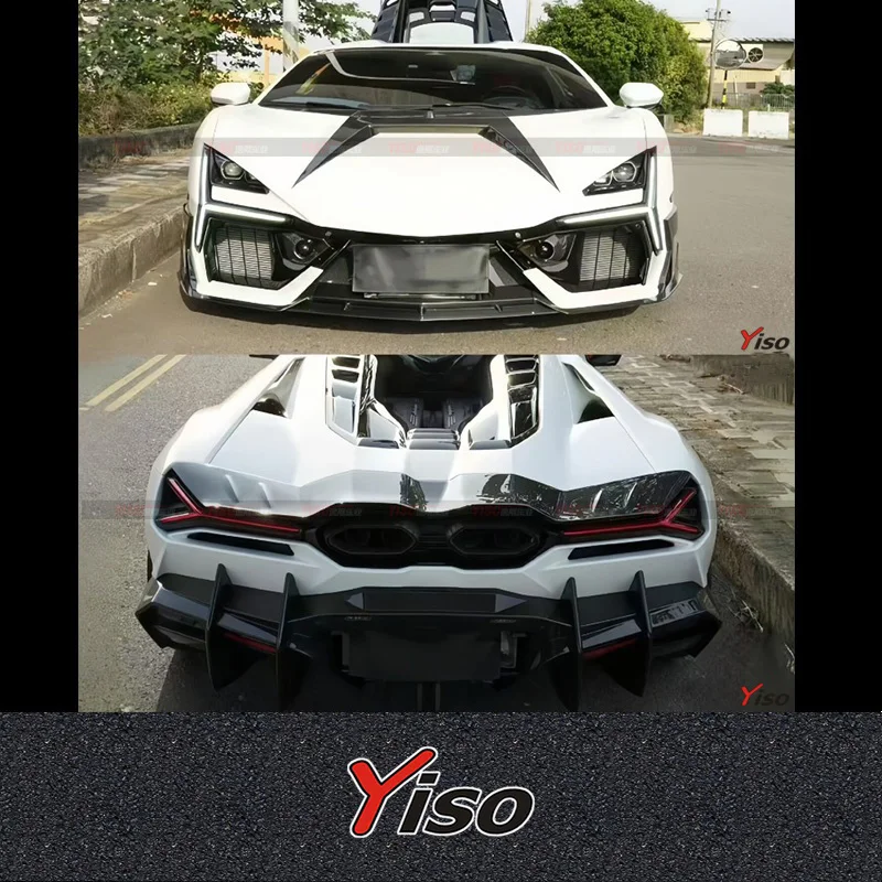 Suitable for Revuelto modified MSY model dry carbon fiber front lip side skirt rear lip rear wing and hood Aerodynamic kit