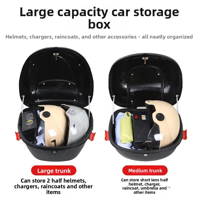 Universal Thickened Large‑Capacity Motorcycle Storage Box Anti‑Shake Rear Trunk Case for Electric Vehicle Battery Scooter Pedal view 3