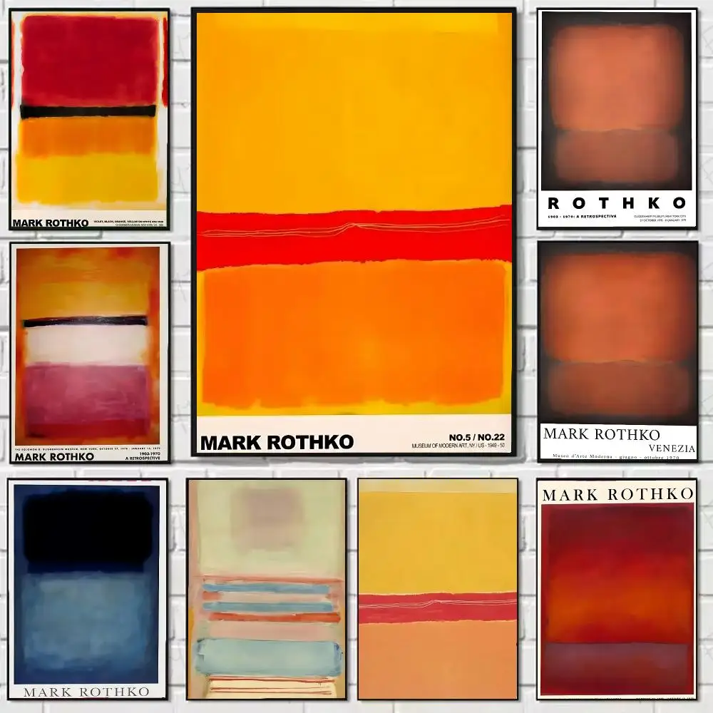 Famous paintings by Mark Rothko Poster Stickers, suitable for game rooms, bedrooms, corridors, home wall art decor, gifts