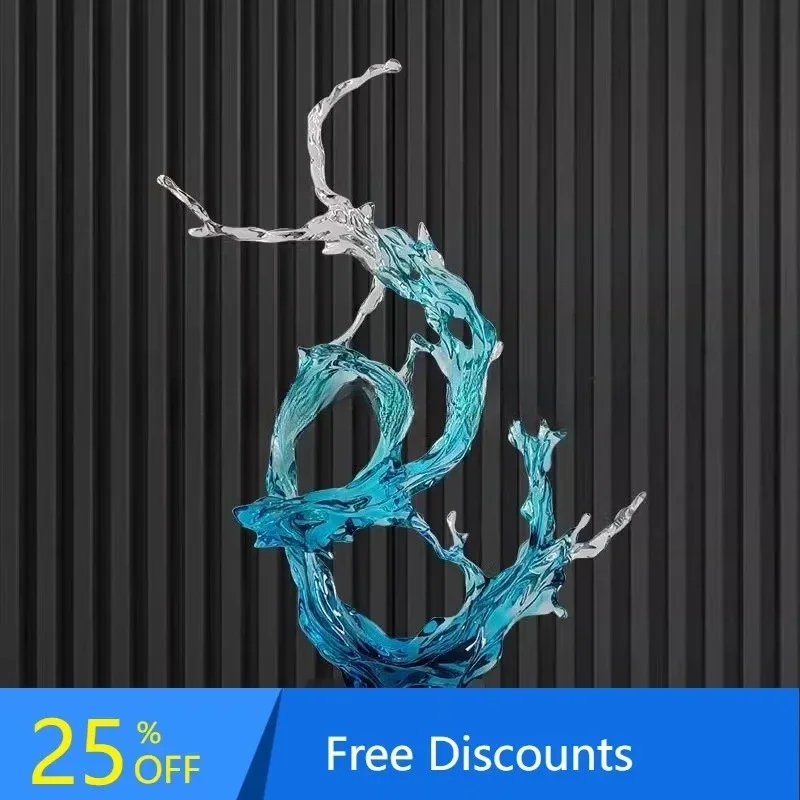 DSA- Hotel Lobby Transparent Water Flower Resin Ornament Sales Office Model Room Floor Sculpture Soft Decoration Artwork